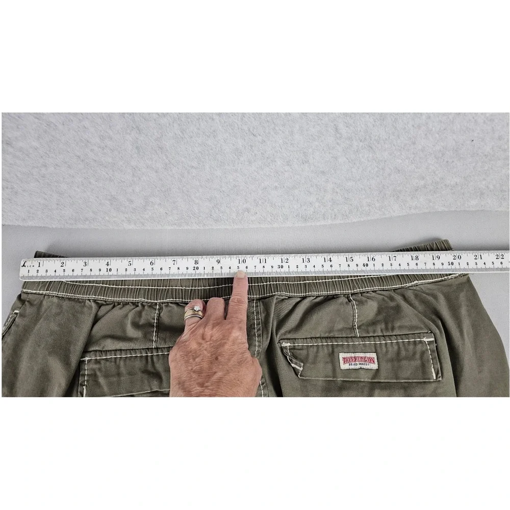 True Religion Mens Big T Cargo Jogger Olive Green Contrast Stitch 3XL